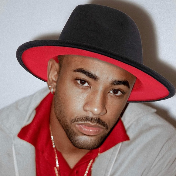 FALETO Two Tone Red Bottom Wide Brim Wool Felt Fedora Hat Panama Hat for… - Picture 1 of 7